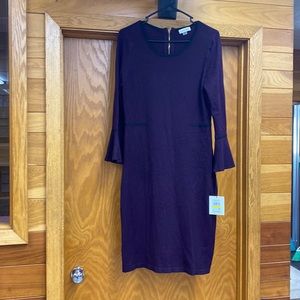Calvin Klein plum colored dress  with gold zipper   New with tags